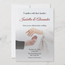 Tarjeta de Invitación de Boda con Foto en Blanco E