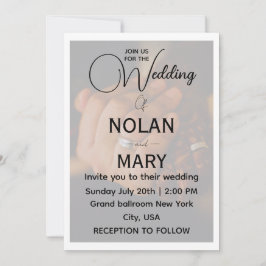 Tarjeta de Invitación de Boda con Foto Minimalista