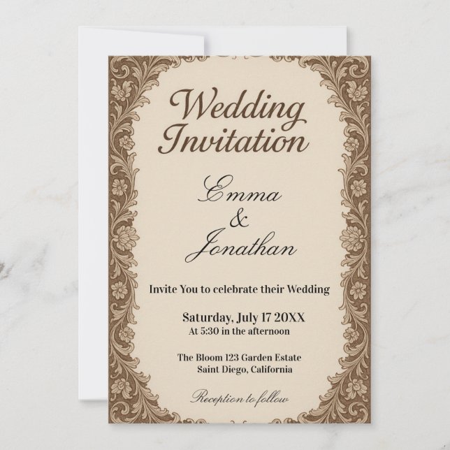 Tarjeta de Invitación de Boda con Foto Personaliza (Anverso)