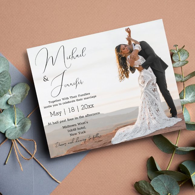 tarjeta de invitación de boda con guión moderno pr (Subido por el creador)