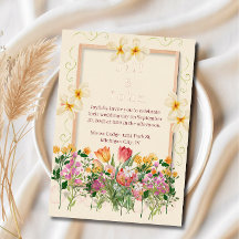 Tarjeta de Invitación de Boda con Hojas de Flor de