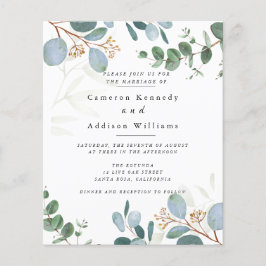 Tarjeta de invitación de boda con hojas de olivo y