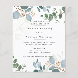 Tarjeta de invitación de boda con hojas de olivo y