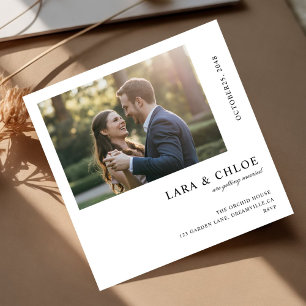 Tarjeta de invitación de boda con imagen cuadrada