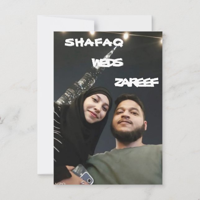 TARJETA DE INVITACIÓN DE BODA CON IMÁGENES Y FUENT (Anverso)