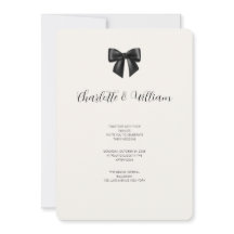 Tarjeta de Invitación de Boda con Lazo de Cinta Ne