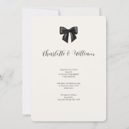 Tarjeta de Invitación de Boda con Lazo de Cinta Ne