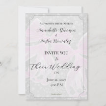 Tarjeta de invitación de boda con lazo transparent