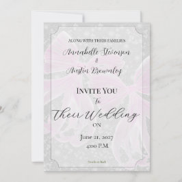 Tarjeta de invitación de boda con lazo transparent