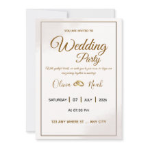 Tarjeta de Invitación de Boda con Letra Dorada Ele