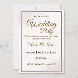 Tarjeta de Invitación de Boda con Letra Dorada Ele