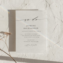 Tarjeta de Invitación de Boda con Letra Minimalist