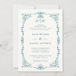 Tarjeta de Invitación de Boda con Marco Floral Tur