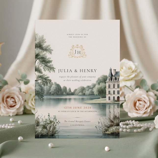Tarjeta de Invitación de Boda con Monograma de Châ (Subido por el creador)