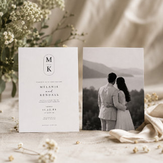 Tarjeta de Invitación de Boda con Monograma Elegan