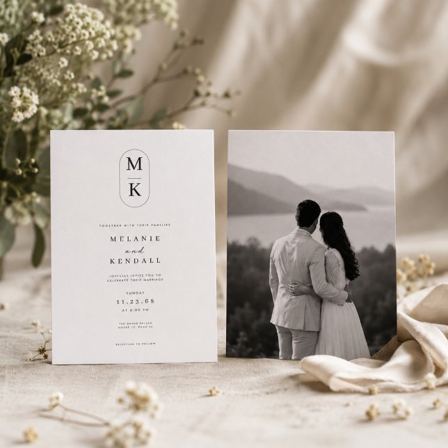 Tarjeta de Invitación de Boda con Monograma Elegan (Subido por el creador)