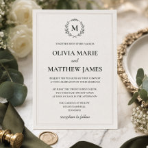 Tarjeta de Invitación de Boda con Monograma en Ver