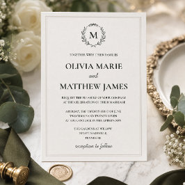 Tarjeta de Invitación de Boda con Monograma en Ver