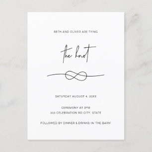 Tarjeta de invitación de boda con nudo negro elega