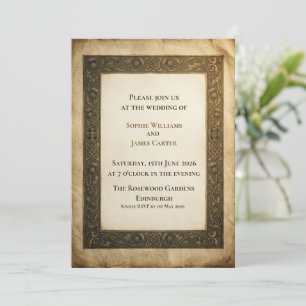 Tarjeta de Invitación de Boda con Nudos Celtas en 