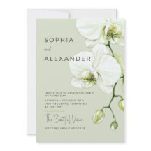 Tarjeta de invitación de boda con orquídeas en acu