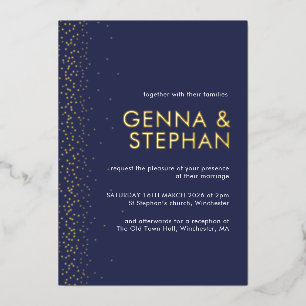 Tarjeta de invitación de boda con papel de alumini