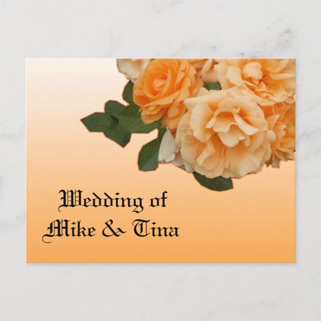 tarjeta de invitación de boda con rosa naranja (Anverso)