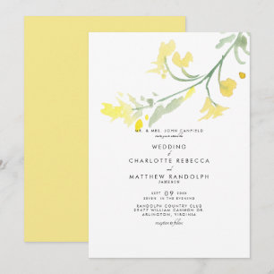 Tarjeta de Invitación de Boda con Tallo de Flor Si
