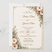 Tarjeta de Invitación de Boda con Template Floral 