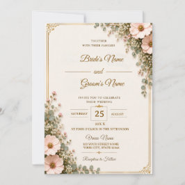 Tarjeta de Invitación de Boda con Template Floral 