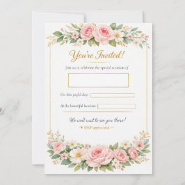 Tarjeta de Invitación de Boda con Template Floral