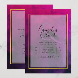 Tarjeta de INVITACIÓN de Boda con Tinta Púrpura Ma
