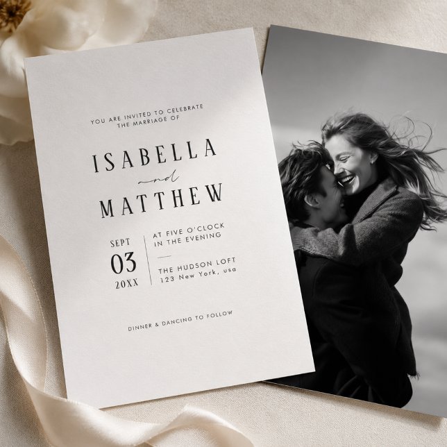 Tarjeta de Invitación de Boda con Tipografía Moder (Subido por el creador)