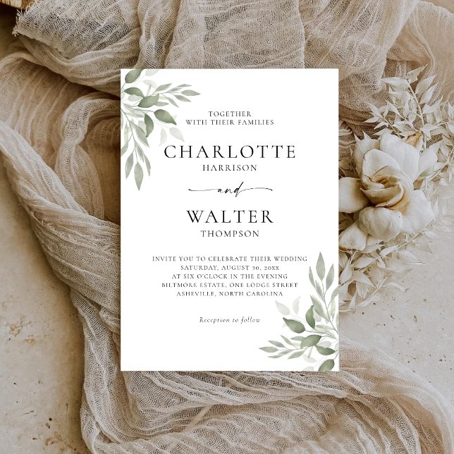 Tarjeta de Invitación de Boda con Verde de Salvia  (Subido por el creador)