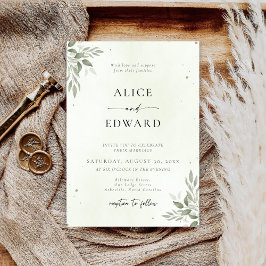 Tarjeta de Invitación de Boda con Verde de Salvia 
