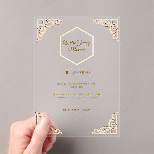 Tarjeta de invitación de boda de acrílico claro do
