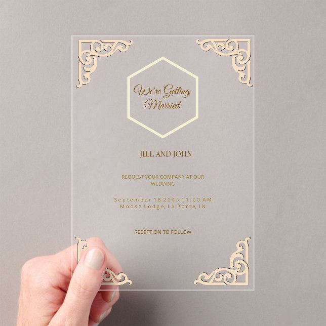 Tarjeta de invitación de boda de acrílico claro do (Insitu (portátil))