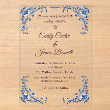 Tarjeta de Invitación de Boda de Acrílico Floral A