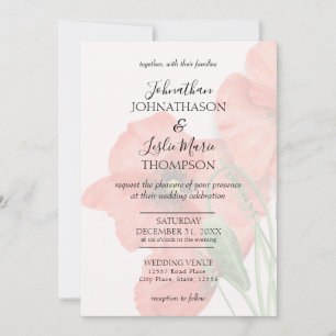 Tarjeta de Invitación de Boda de amapola Floral V2