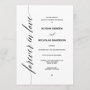 Tarjeta de invitación de boda de caligrafía simple