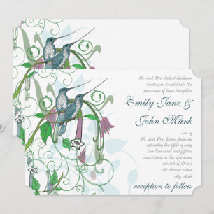 Tarjeta de Invitación de Boda de Colibríes Caprich