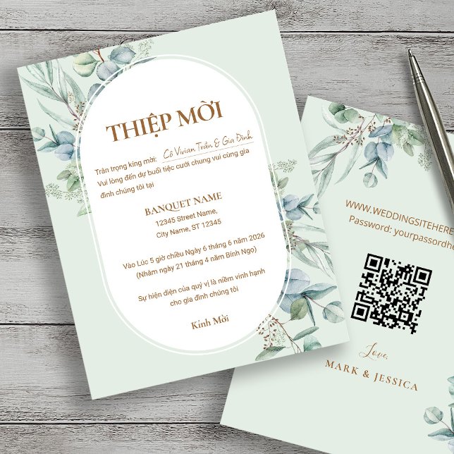 Tarjeta de Invitación de Boda de Eucalipto Vietnam (Subido por el creador)