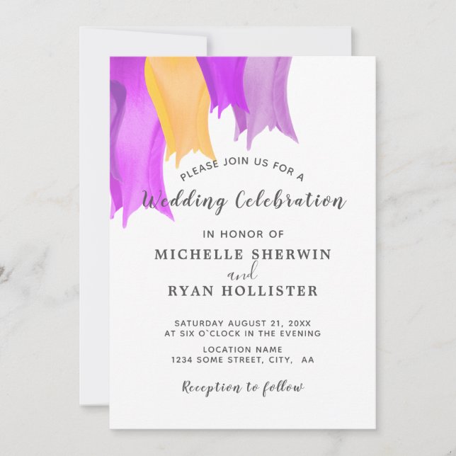 Tarjeta de Invitación de Boda de Flor de Tulipán (Anverso)