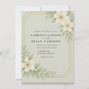 Tarjeta de Invitación de Boda de Flora Elegante co