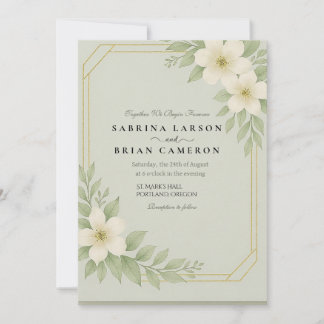 Tarjeta de Invitación de Boda de Flora Elegante co