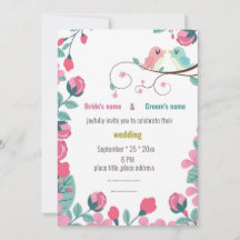 tarjeta de invitación de boda de flores de primave