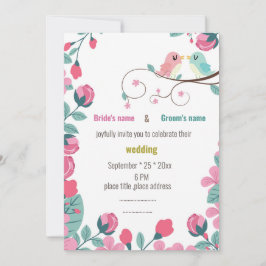 tarjeta de invitación de boda de flores de primave