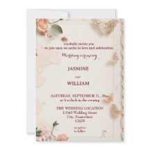 Tarjeta de Invitación de Boda de Flores Elegantes 