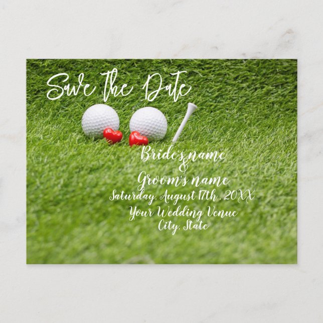 Tarjeta de invitación de boda de golf con dos cora (Anverso)