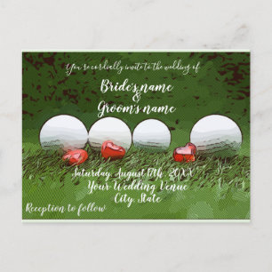 Tarjeta de invitación de boda de golf con pelota d
